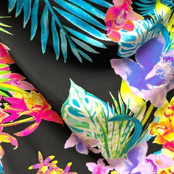 Island Escape Black Multi Color Tahiti Floral Bandini Tankini Top Size 8 - Picture 7 of 12